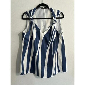 NoraCora Navy and White Wave Tank